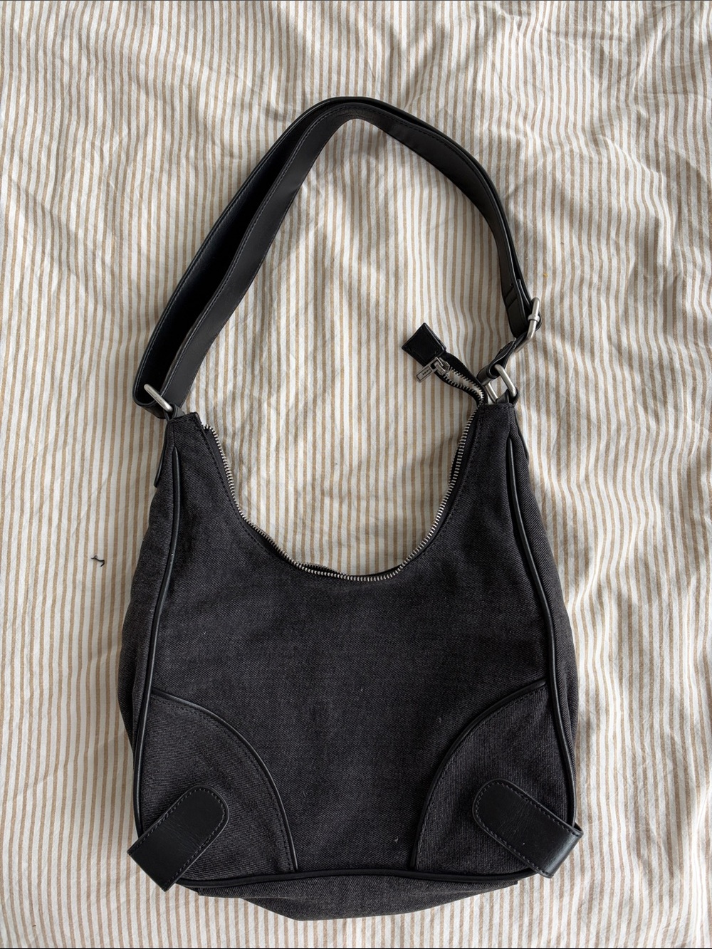 Black Denim Shoulder Bag